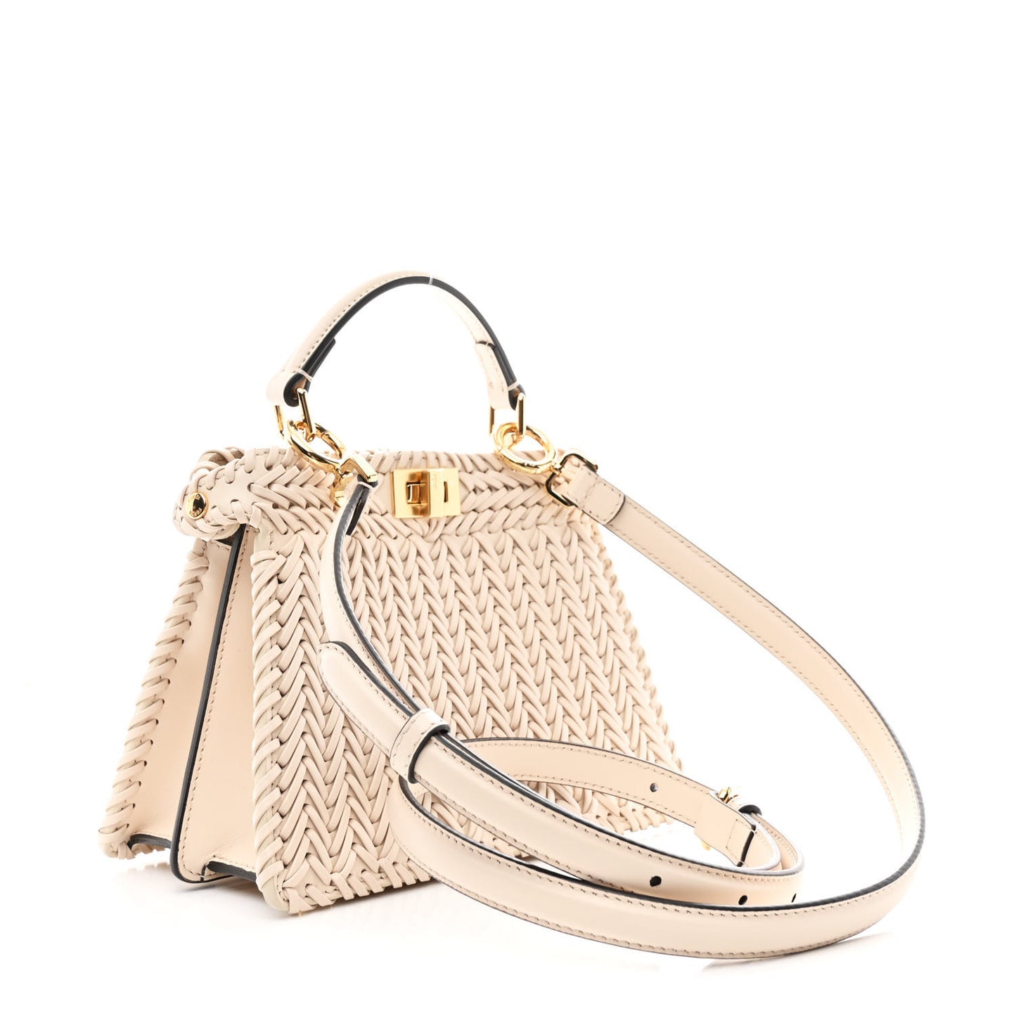 Vitello King Shiny Nappa Intreccio Petite Peekaboo I SEE U Satchel Camelia