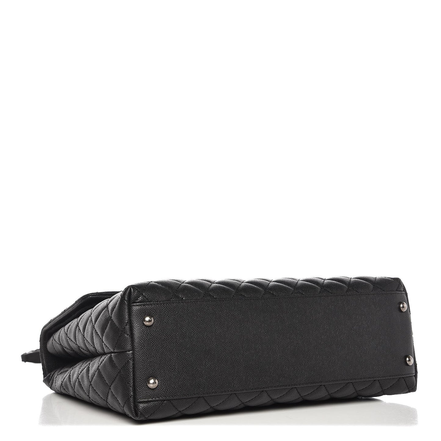 Caviar Lizard Quilted Large Coco Handle Flap Black