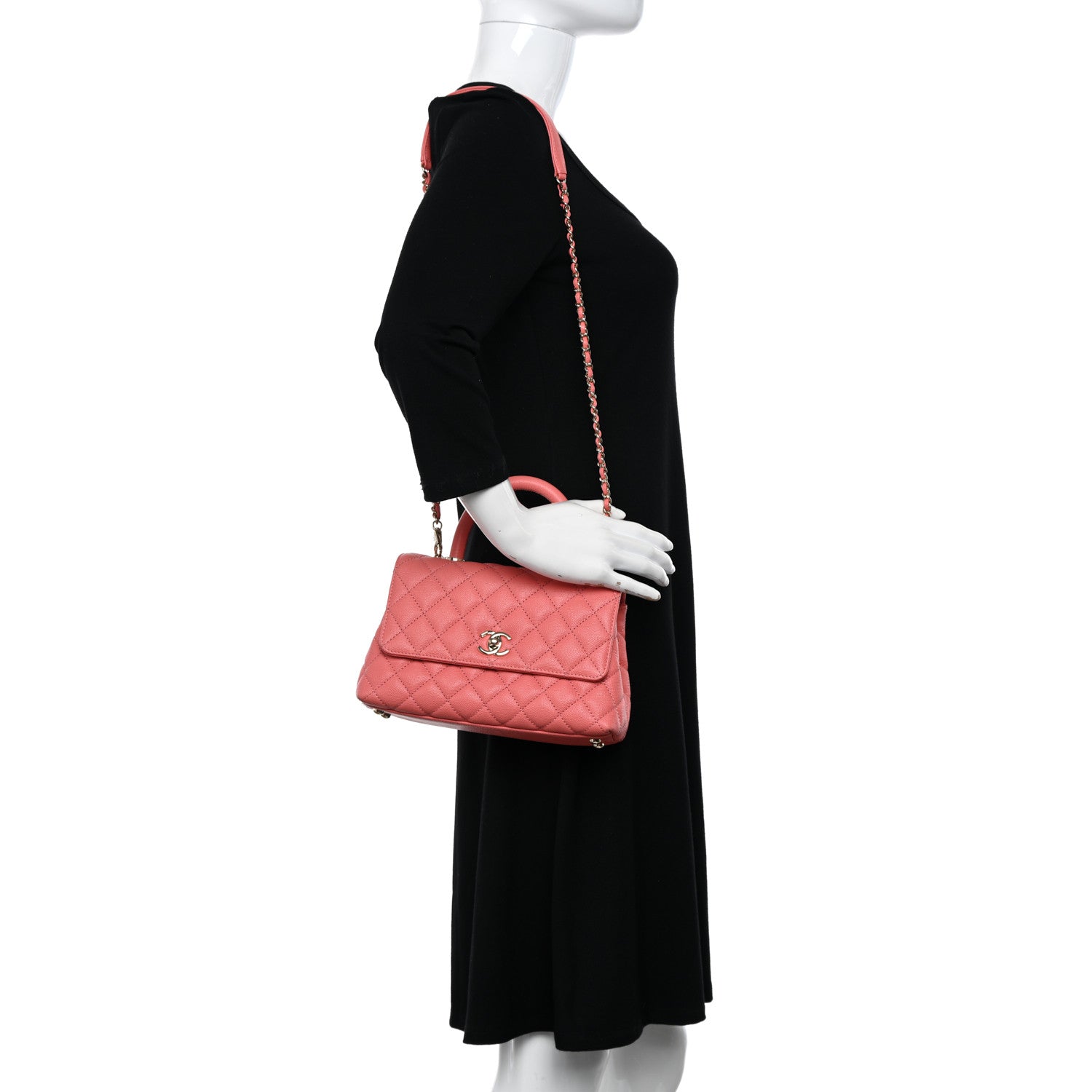 Chanel Caviar Quilted Mini Coco Handle Flap Coral 2 of 10