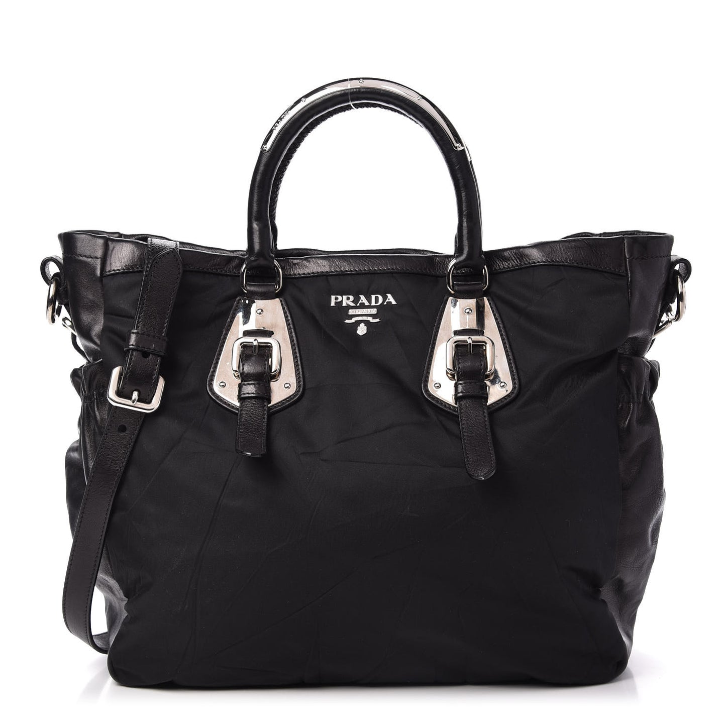 Tessuto Nylon Soft Calfskin Tote Black