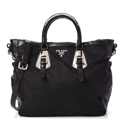 Prada Tessuto Nylon Soft Calfskin Tote Black 1 of 11