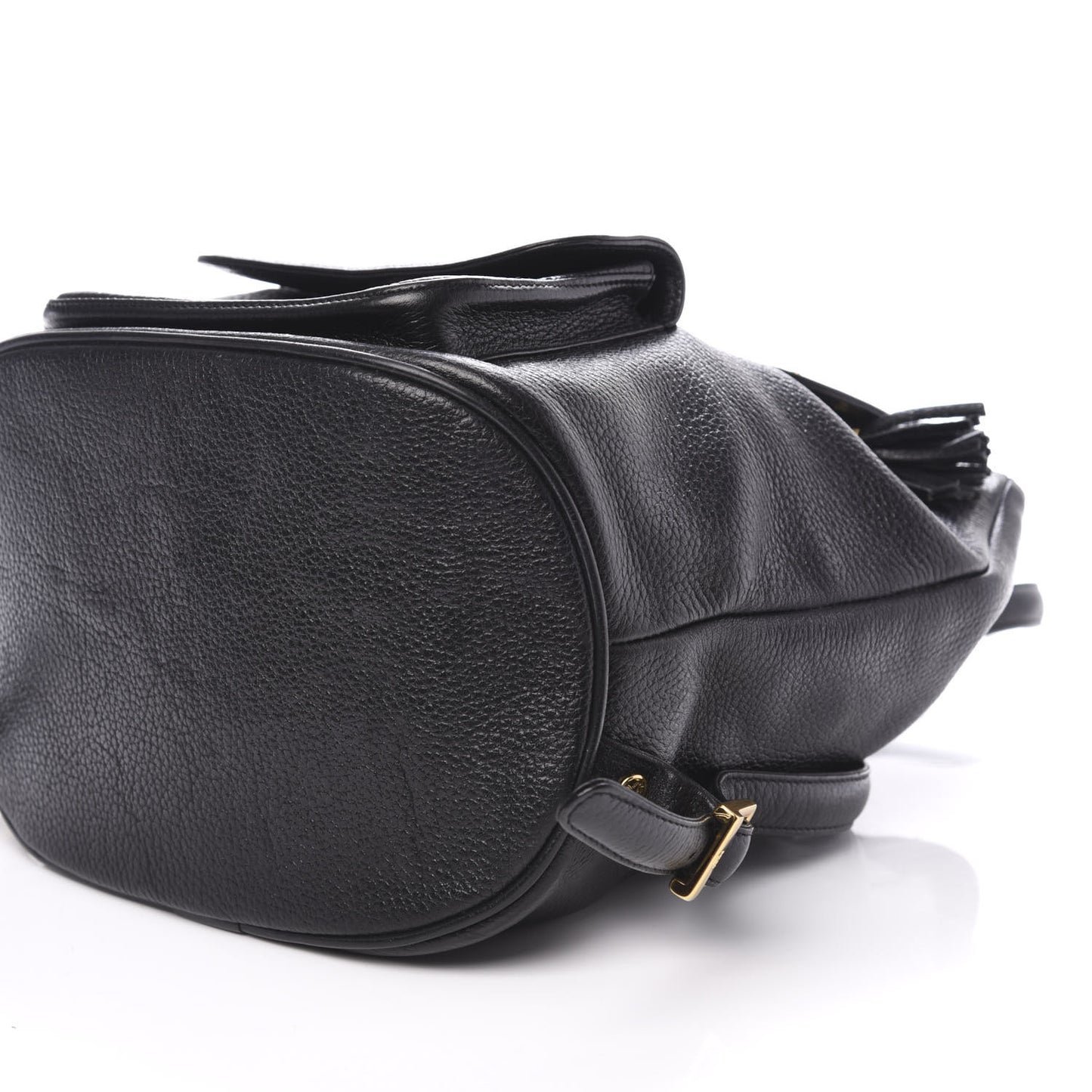 Grained Calfskin Studded Drawstring Backpack Black