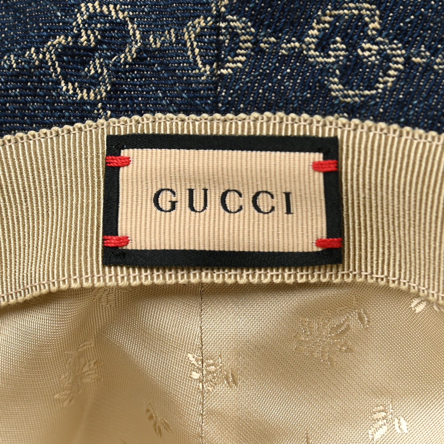 Washed Jacquard Denim Nappa GG Monogram Oscar Bucket Hat XXL Denim Cuir