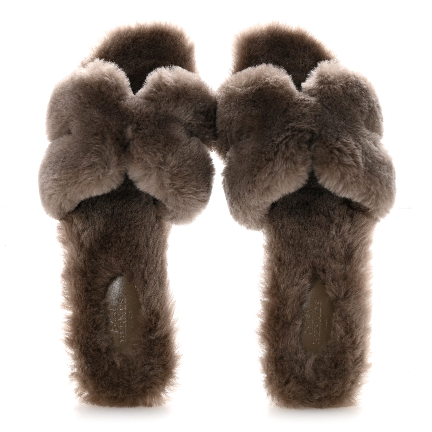 Hermes Woolskin Oran Sandals 40 Etoupe 2 of 8