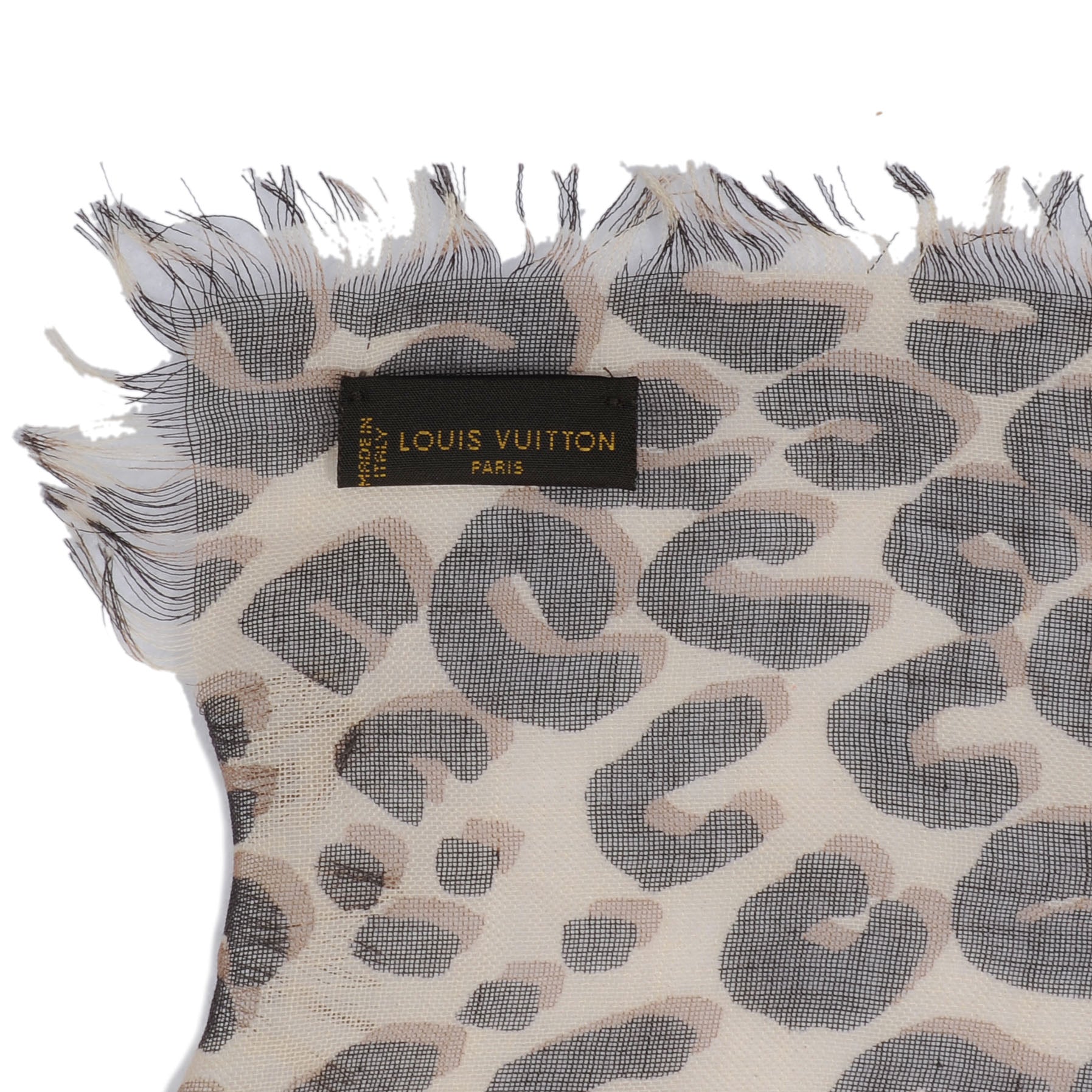 Louis Vuitton Cashmere Silk Leopard Stole Beige 7 of 7