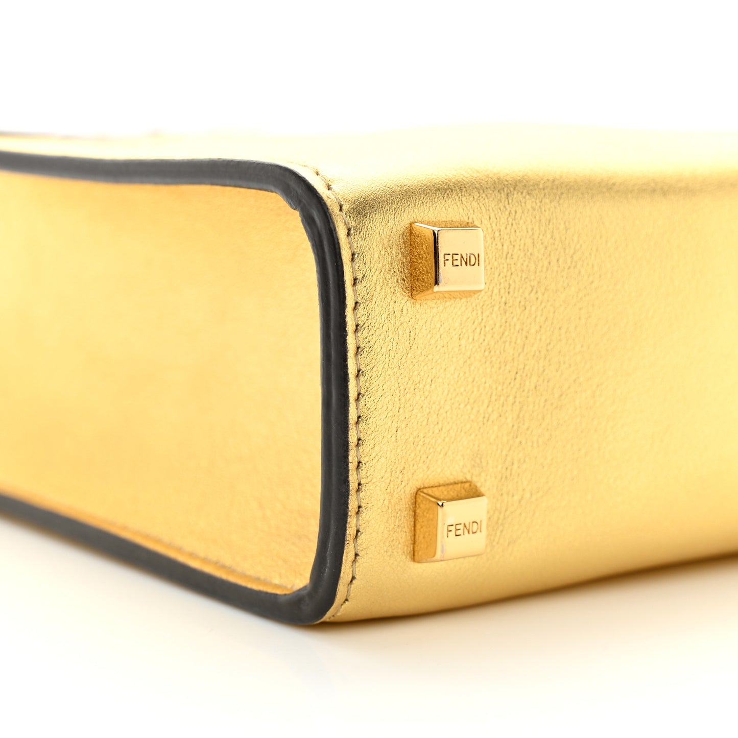 Vitello Catalan Mirror Plexiglass Mini Fendi Sunshine Shopper Tote Gold