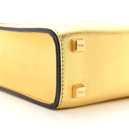 Fendi Vitello Catalan Mirror Plexiglass Mini Fendi Sunshine Shopper Tote Gold 9 of 11