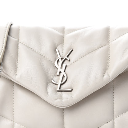 Saint Laurent Lambskin Quilted Toy Loulou Puffer Monogram Chain Satchel Blanc Vintage 11 of 12