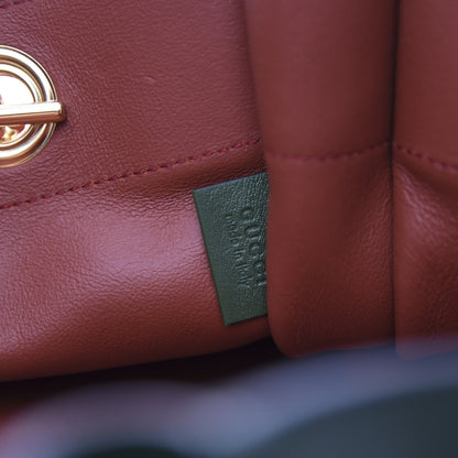 Gucci Suede Calfskin Large Rajah Chain Tote Hibiscus Red Green 6 of 12