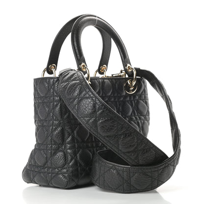Christian Dior Grained Calfskin Cannage Medium Supple Lady Dior Black 3 of 11
