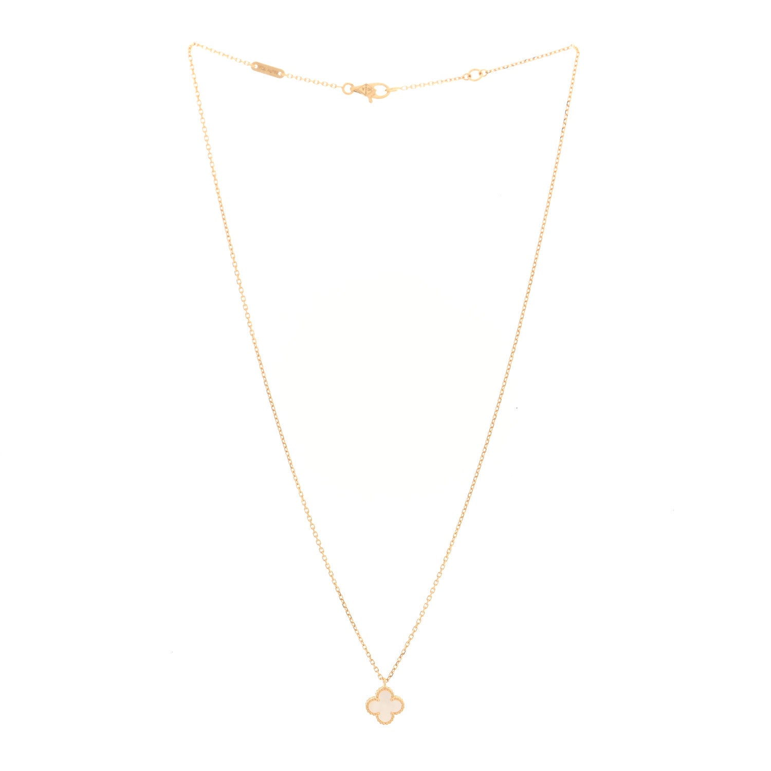 Van Cleef & Arpels 18K Yellow Gold Mother of Pearl Sweet Alhambra Pendant Necklace 3 of 5