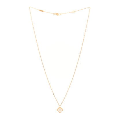 Van Cleef & Arpels 18K Yellow Gold Mother of Pearl Sweet Alhambra Pendant Necklace 3 of 5
