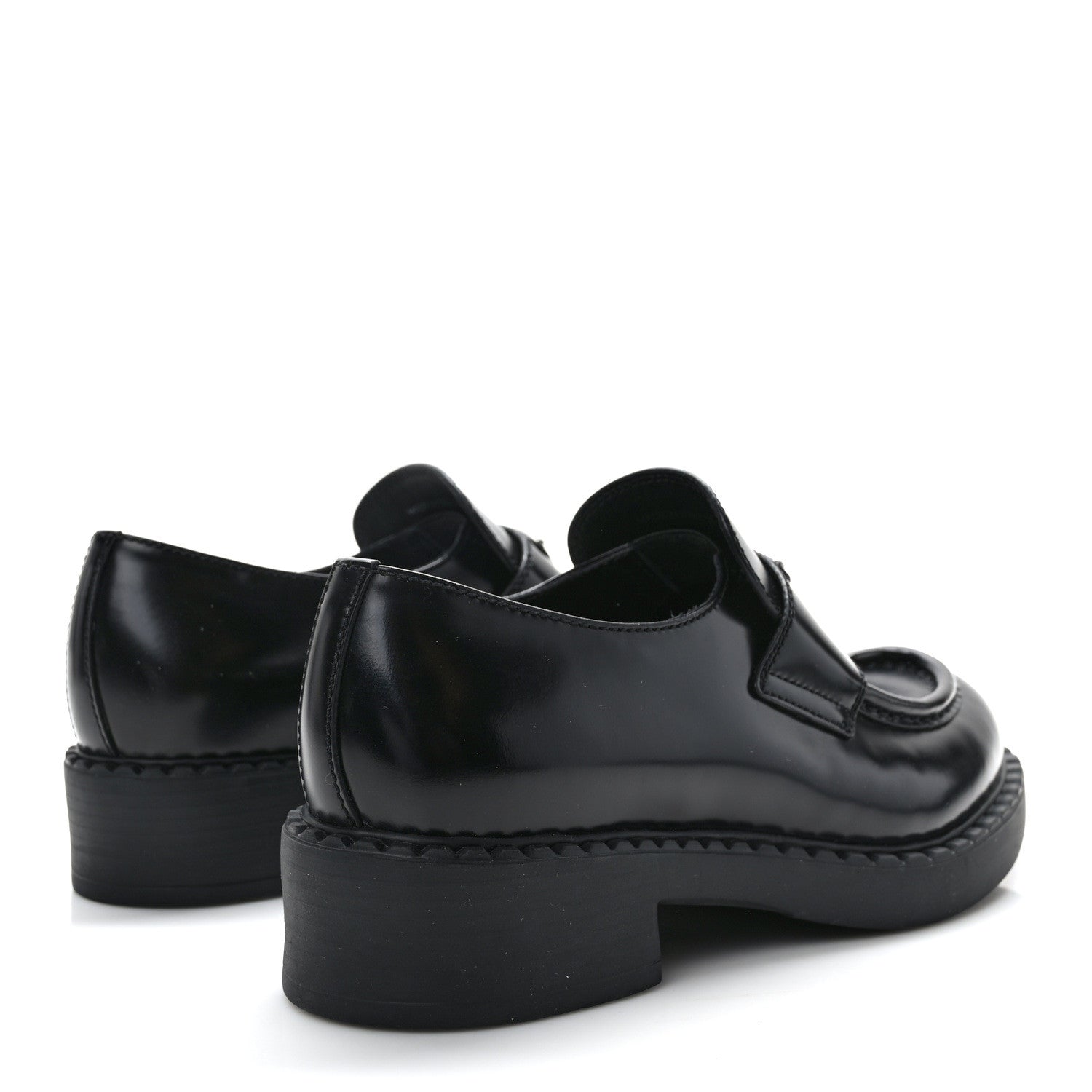 Prada Spazzolato Metal Triangle Logo 50mm Loafers 38 Black 4 of 8