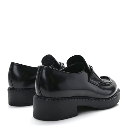Prada Spazzolato Metal Triangle Logo 50mm Loafers 38 Black 4 of 8