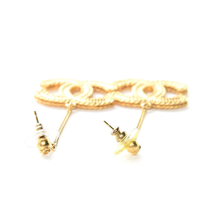 Chanel CC Drop Earrings Matte Gold 3 of 5