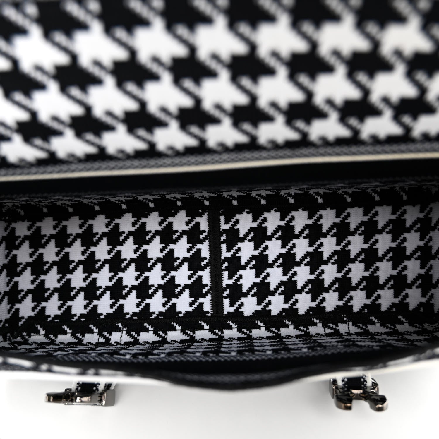 Christian Dior Canvas Houndstooth Embroidered Small Diorcamp Bag Black Multicolor 5 of 10