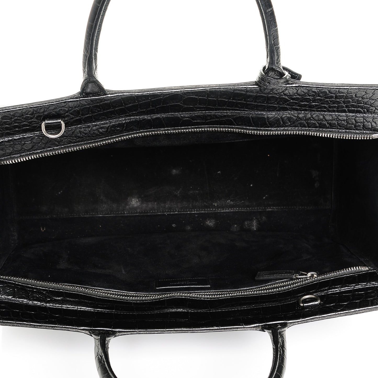 Calfskin Crocodile Embossed Medium Cabas Rive Gauche Black