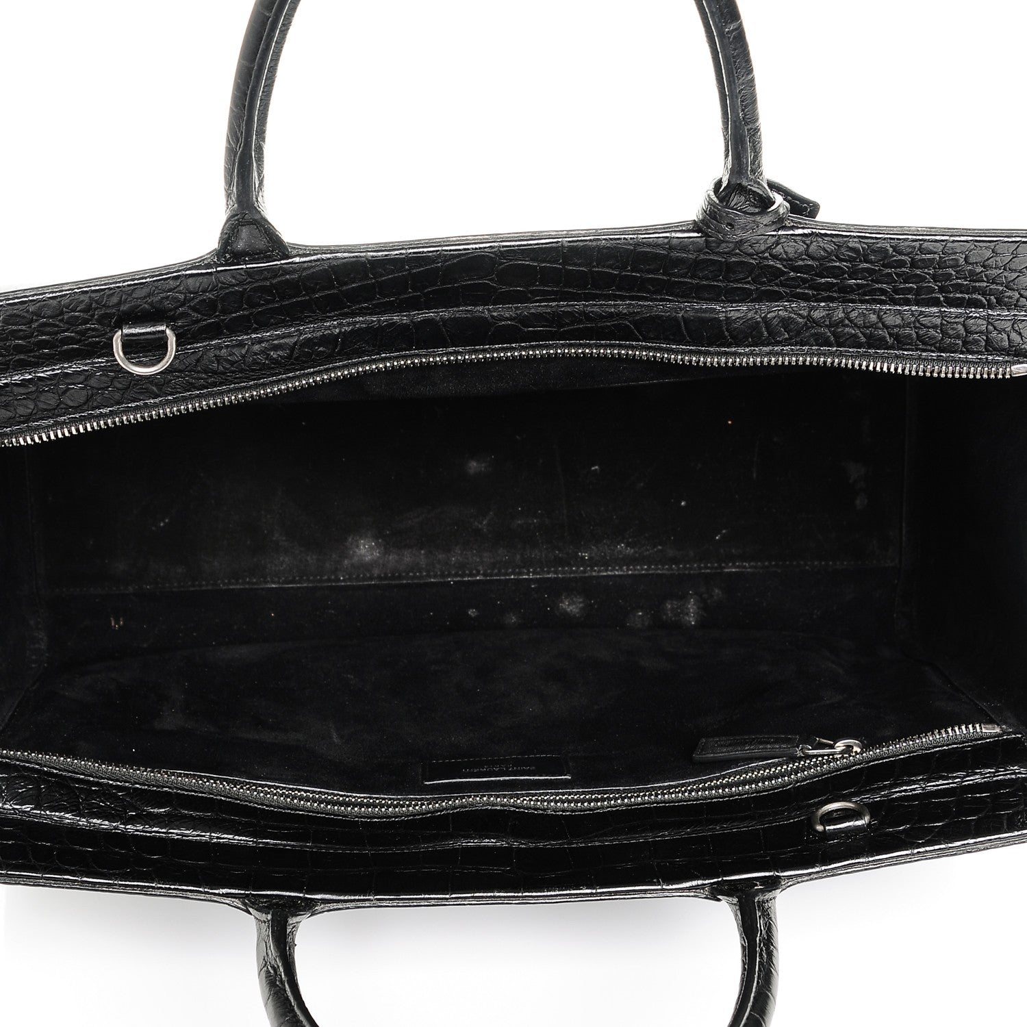 Saint Laurent Calfskin Crocodile Embossed Medium Cabas Rive Gauche Black 5 of 6