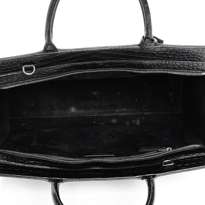 Saint Laurent Calfskin Crocodile Embossed Medium Cabas Rive Gauche Black 5 of 6