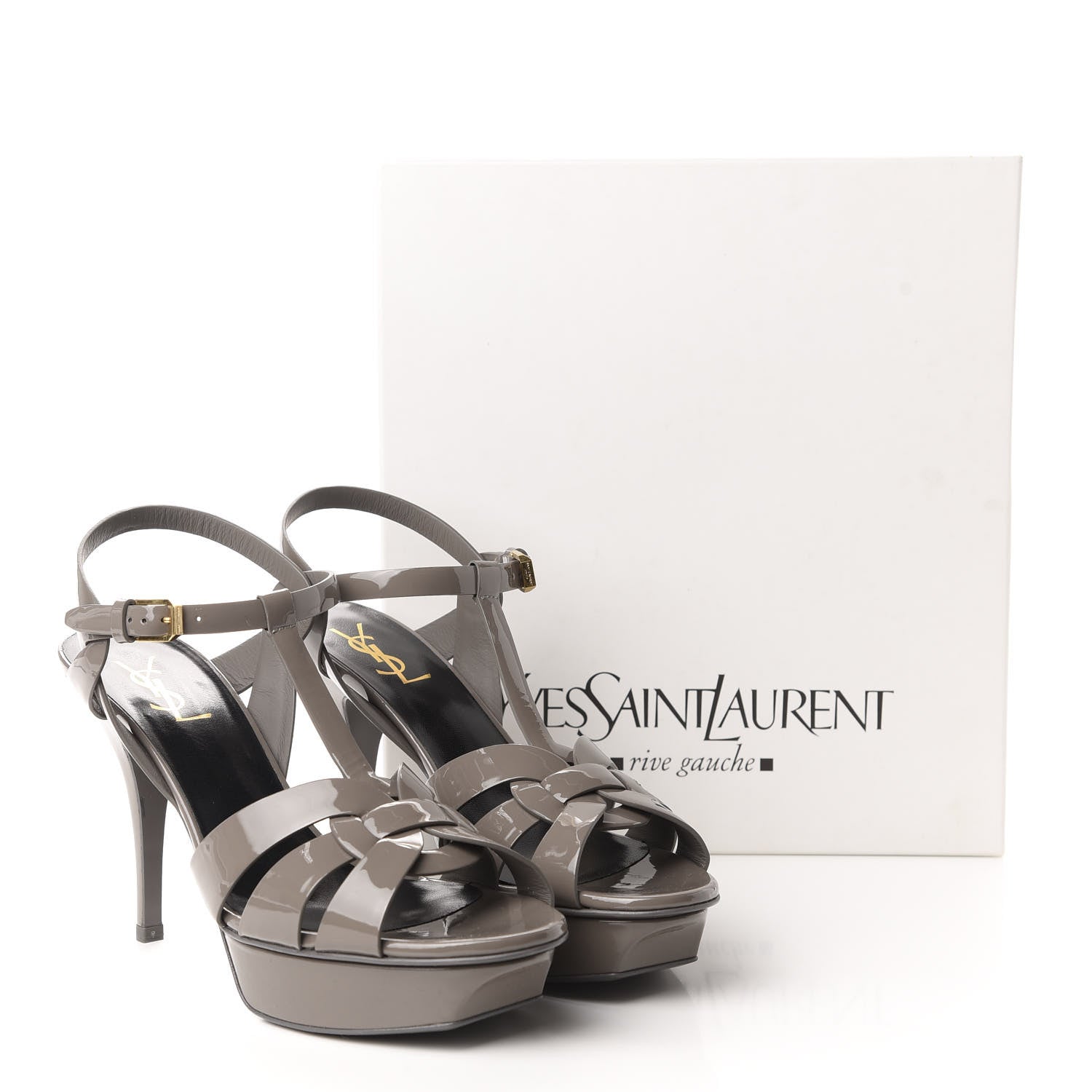 Saint Laurent Patent Tribute 75 Platform Sandals 40.5 Fog 10 of 10