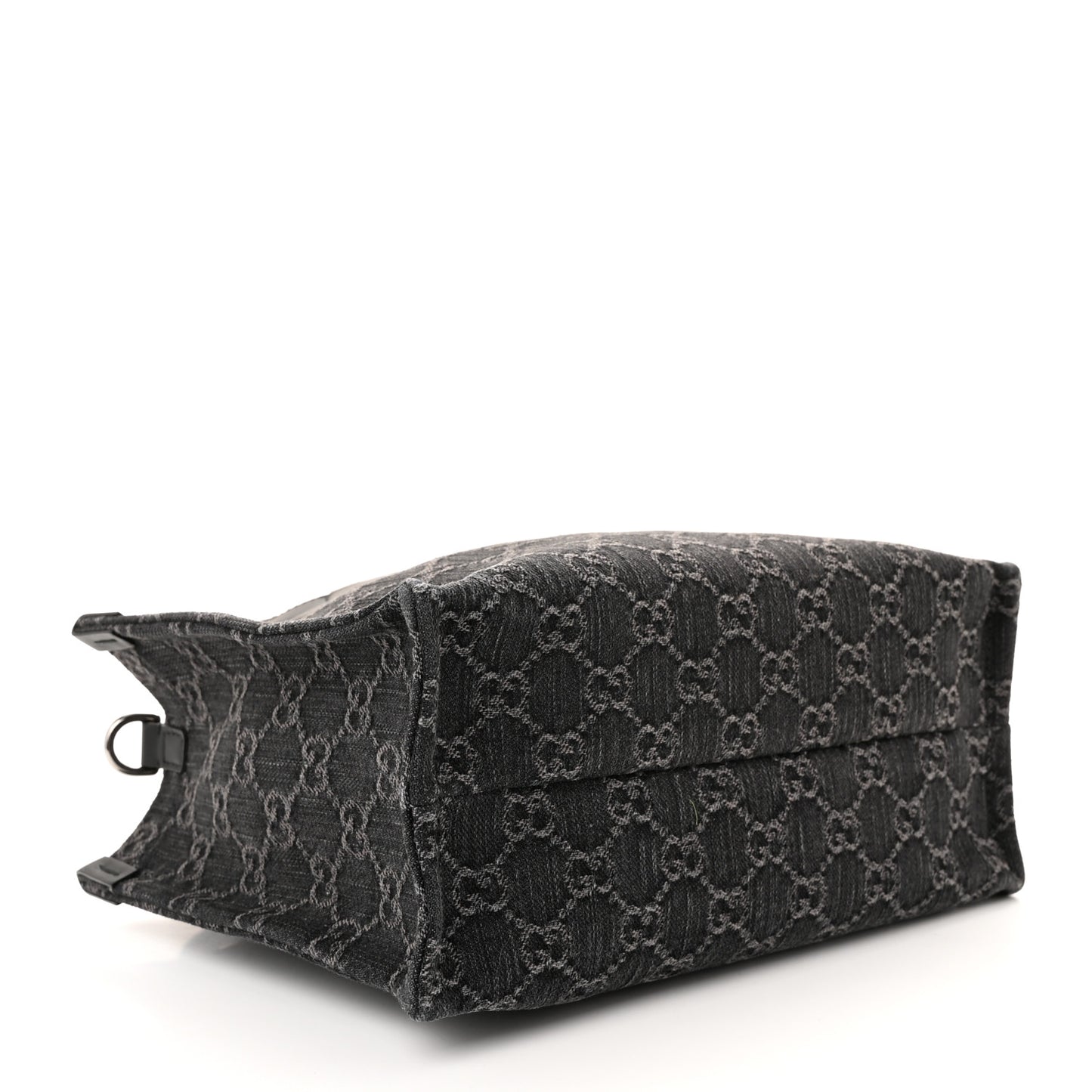 Denim Ophidia GG Monogram Tote Medium Black Grey