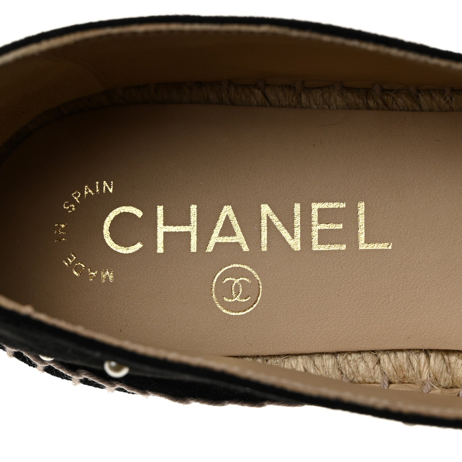Chanel Suede Pearl CC Espadrilles 38 Black 6 of 9