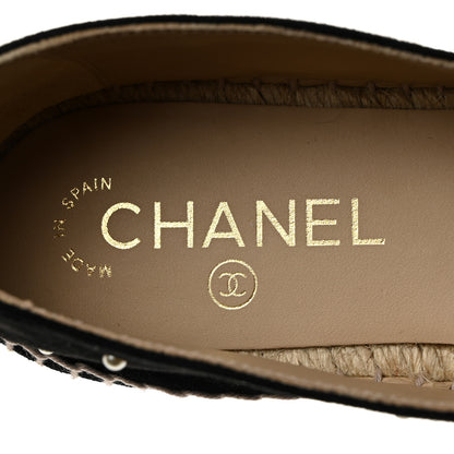 Chanel Suede Pearl CC Espadrilles 38 Black 6 of 9