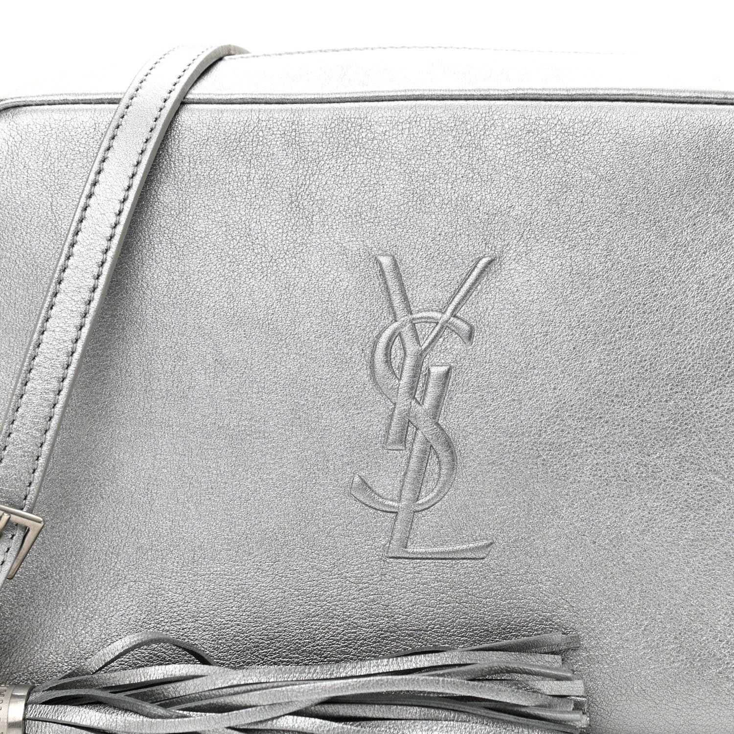 Saint Laurent Metallic Calfskin Monogram Small Lou Camera Bag Silver 8 of 14