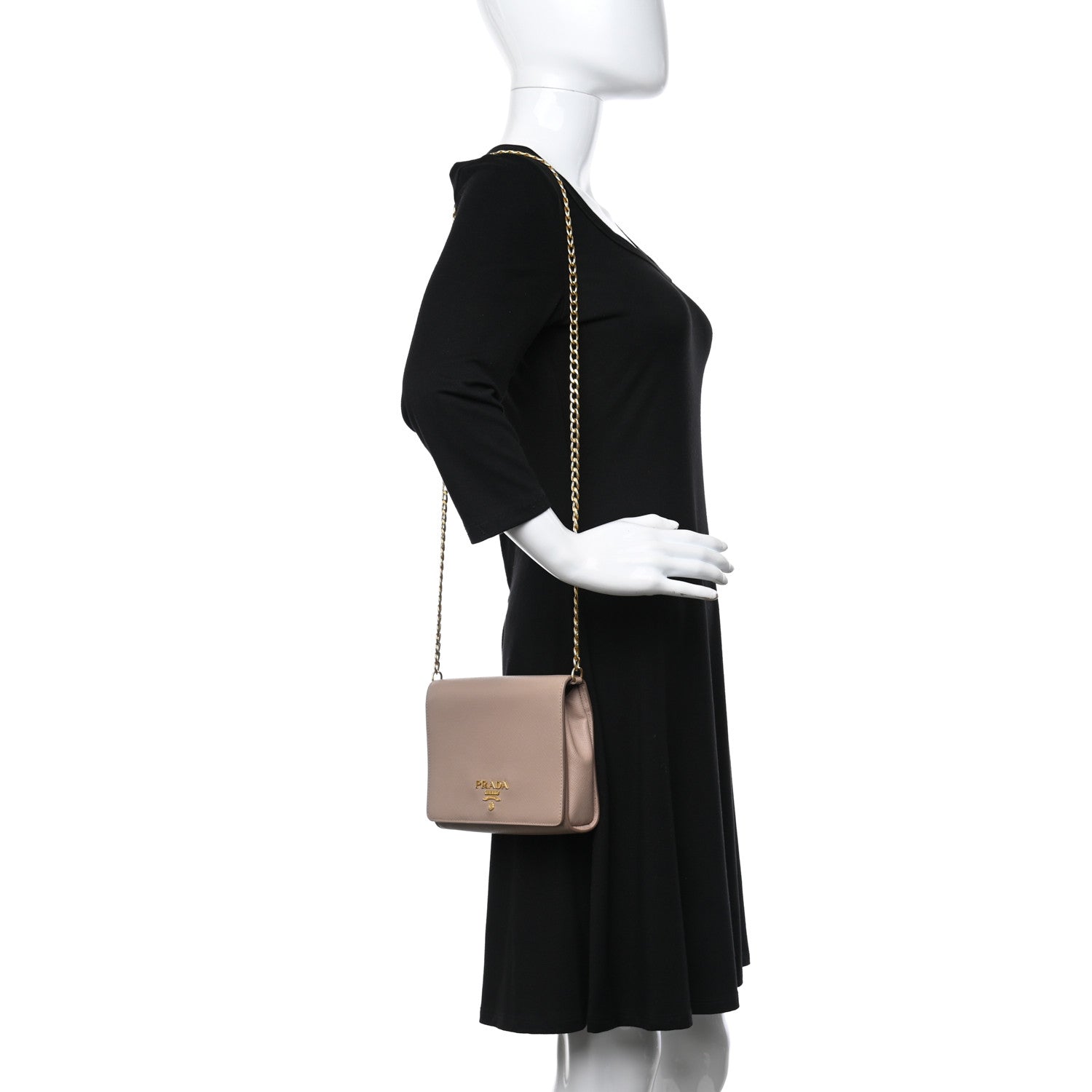 Prada Saffiano Chain Crossbody Bag Cipria 3 of 12
