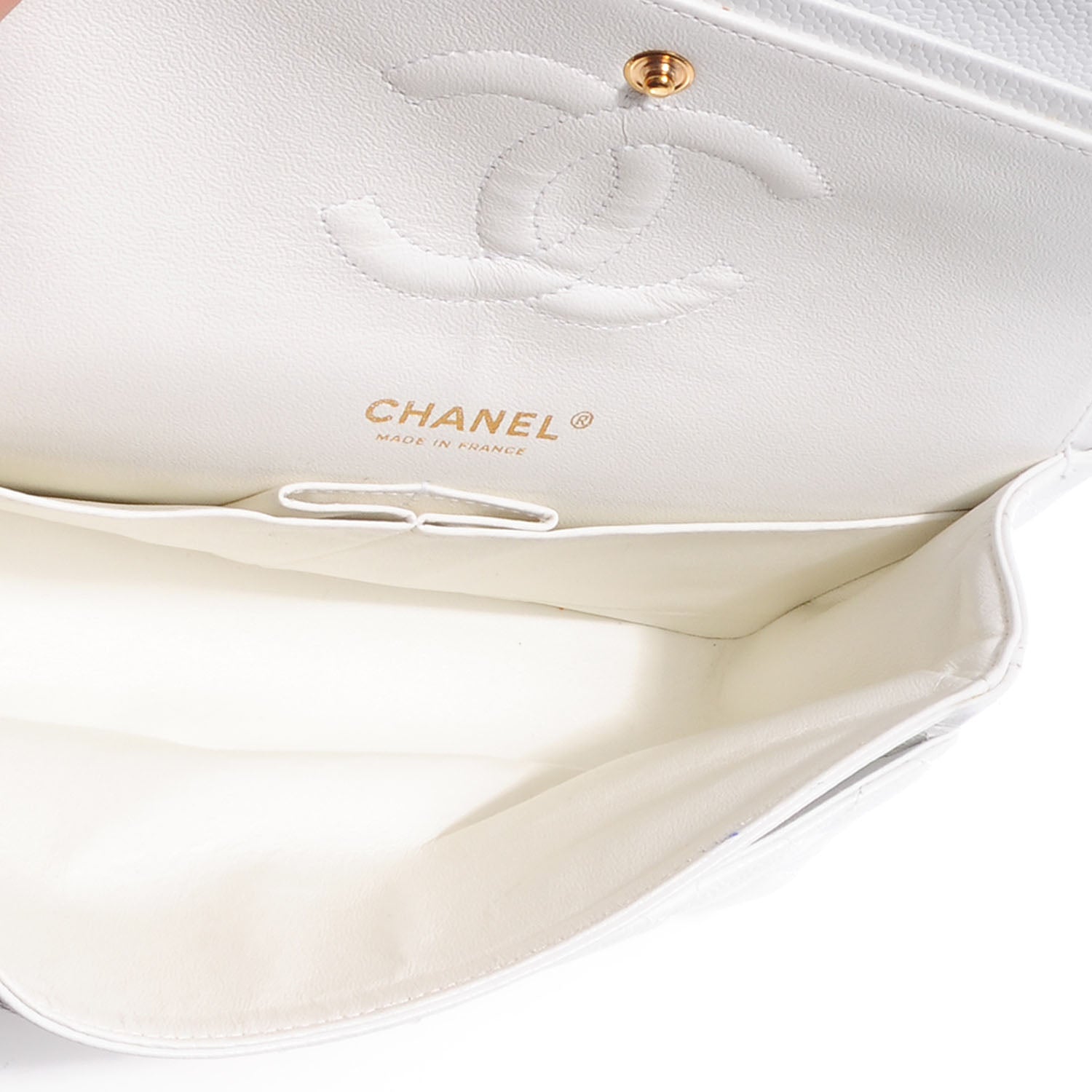Chanel Caviar Quilted Medium Double Flap White 8 of 9