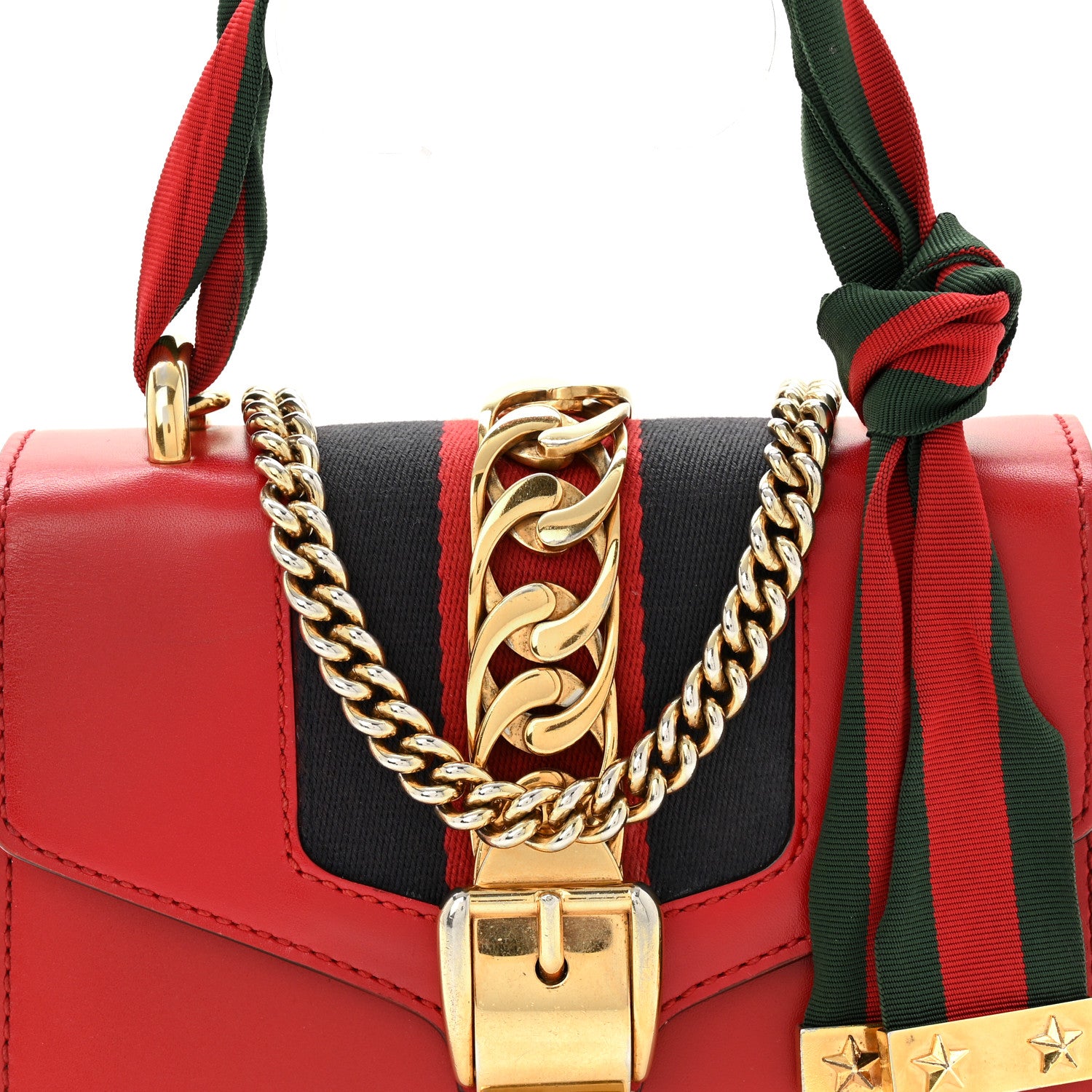 Gucci Calfskin Mini Sylvie Chain Shoulder Bag Hibiscus Red 8 of 10