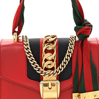Gucci Calfskin Mini Sylvie Chain Shoulder Bag Hibiscus Red 8 of 10