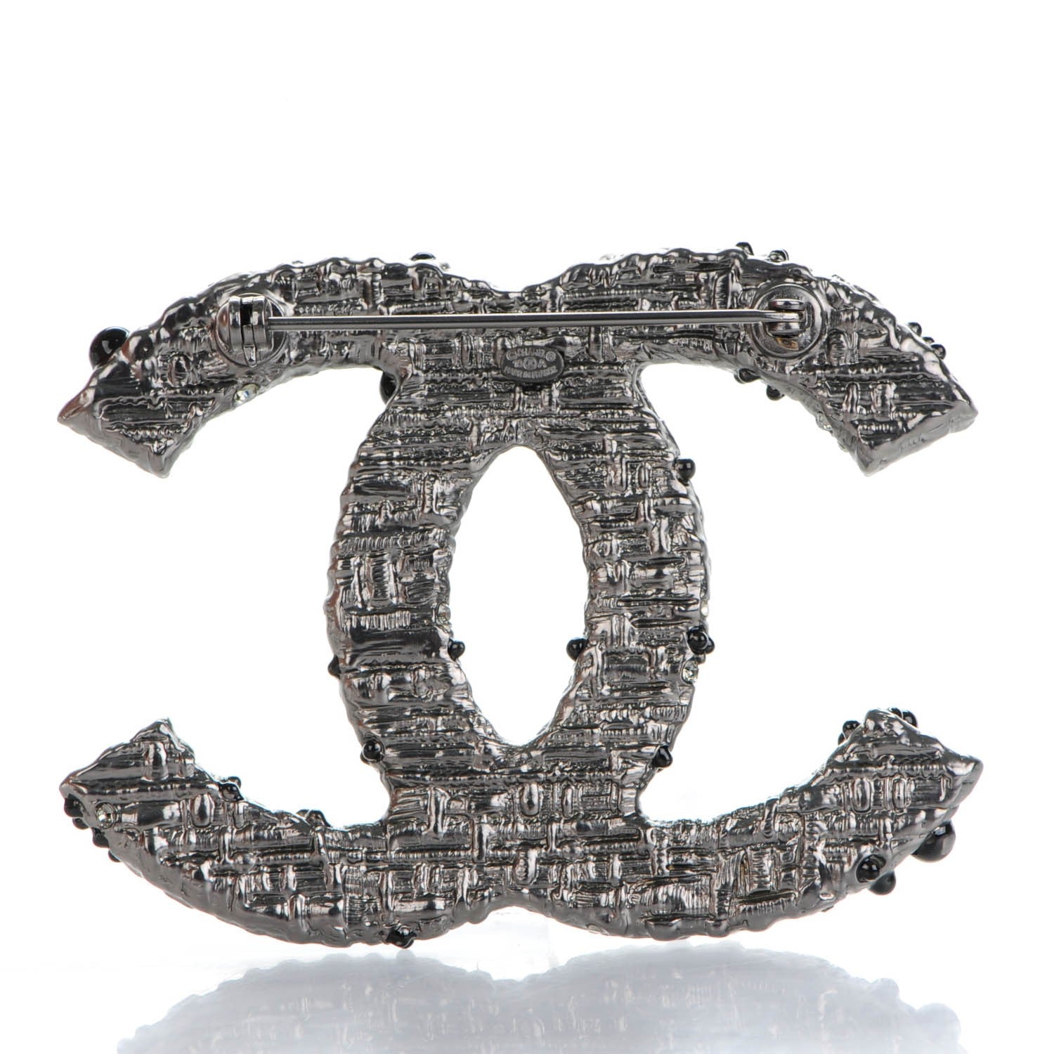 Chanel Crystal Bead Large CC Brooch Black 3 of 5
