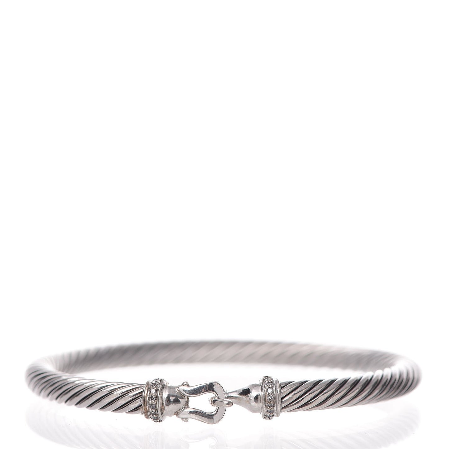 Sterling Silver Diamond 5mm Cable Buckle Bracelet
