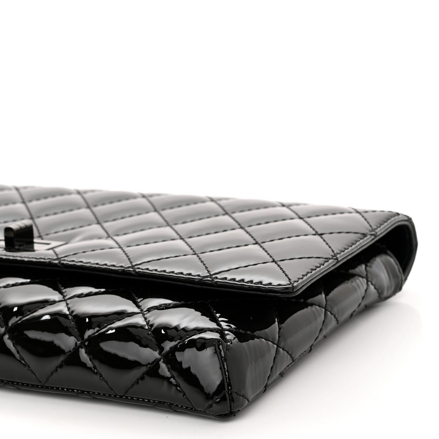Patent Calfskin Quilted Reissue 2.55 Clutch So Black