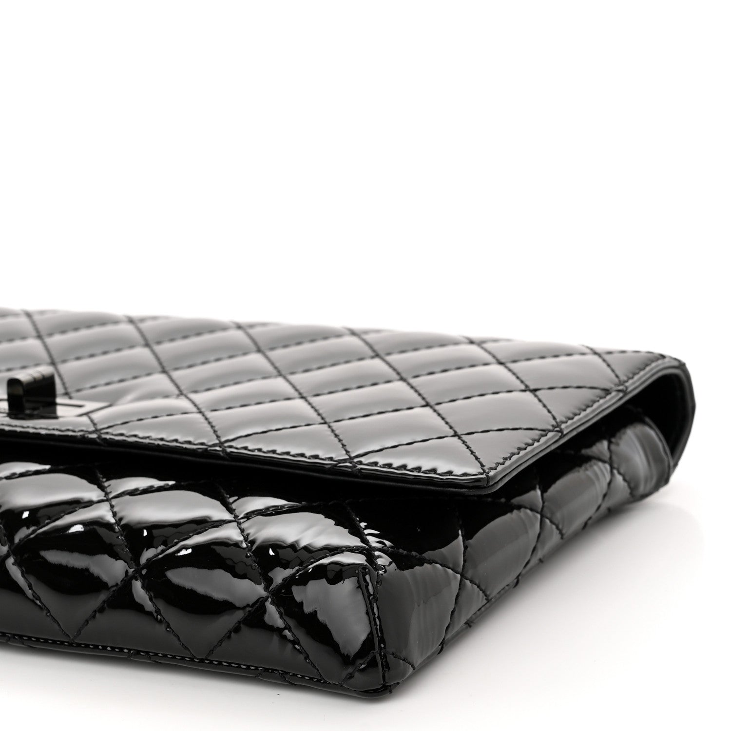Chanel Patent Calfskin Quilted Reissue 2.55 Clutch So Black 10 of 11
