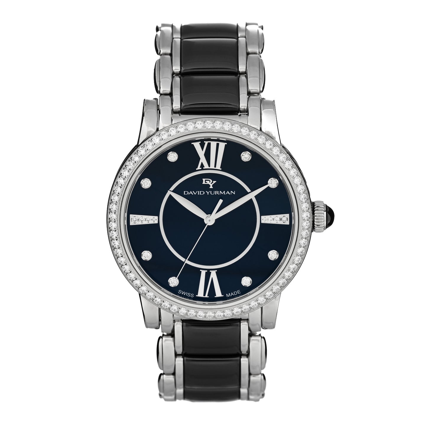 Stainless Steel Ceramic Diamond Bezel 38mm Classic Quartz Watch Black