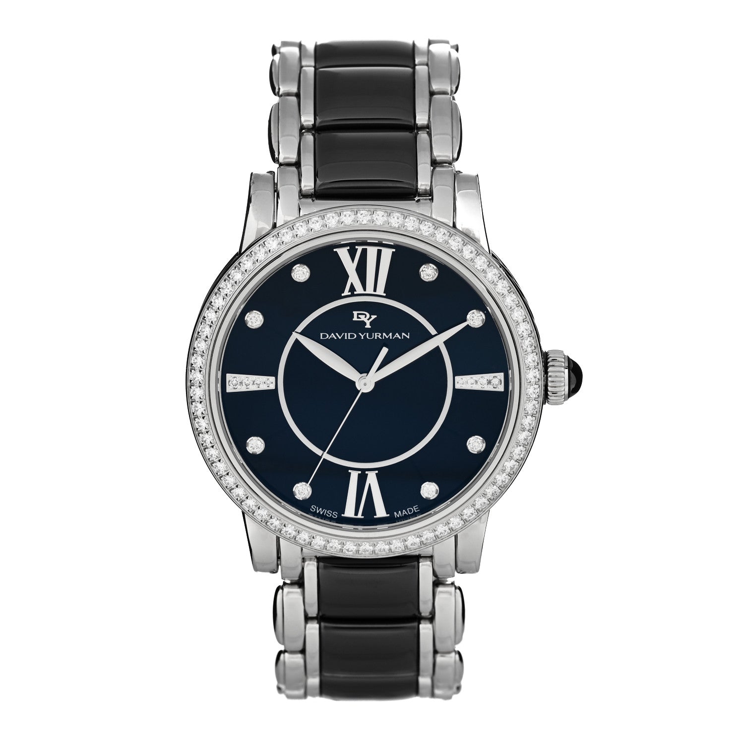 David Yurman Stainless Steel Ceramic Diamond Bezel 38mm Classic Quartz Watch Black 1 of 5