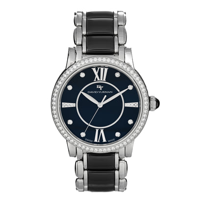 David Yurman Stainless Steel Ceramic Diamond Bezel 38mm Classic Quartz Watch Black 1 of 5