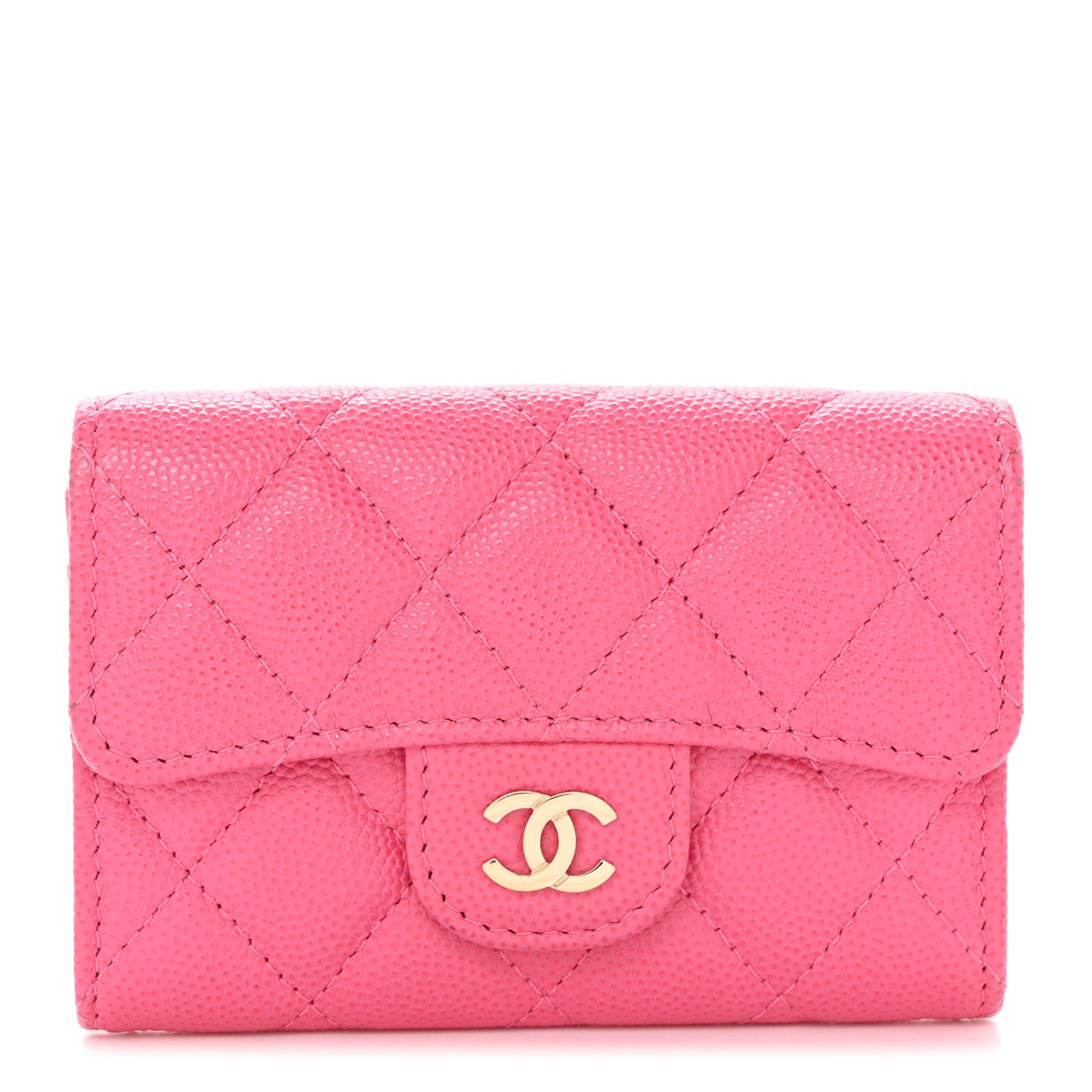 Chanel Caviar Quilted Flap Card Holder Wallet Pink 1 of 9