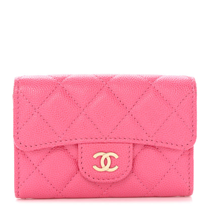 Chanel Caviar Quilted Flap Card Holder Wallet Pink 1 of 9