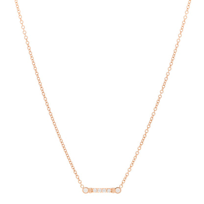 Tiffany 18K Rose Gold Diamond Fleur De Lis Key Bar Pendant Necklace 1 of 5