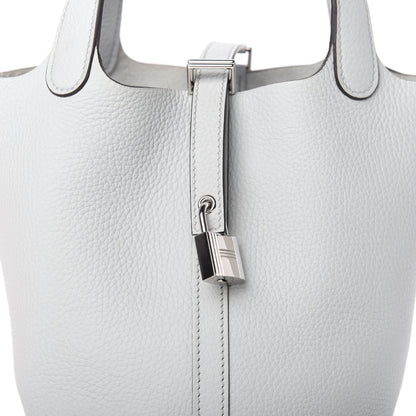 Hermes Taurillon Clemence Picotin Lock 18 PM Bleu Brume 10 of 12