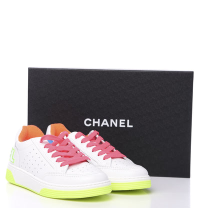 Chanel Calfskin Womens Logo Sneakers 38.5 White Multicolor 9 of 9