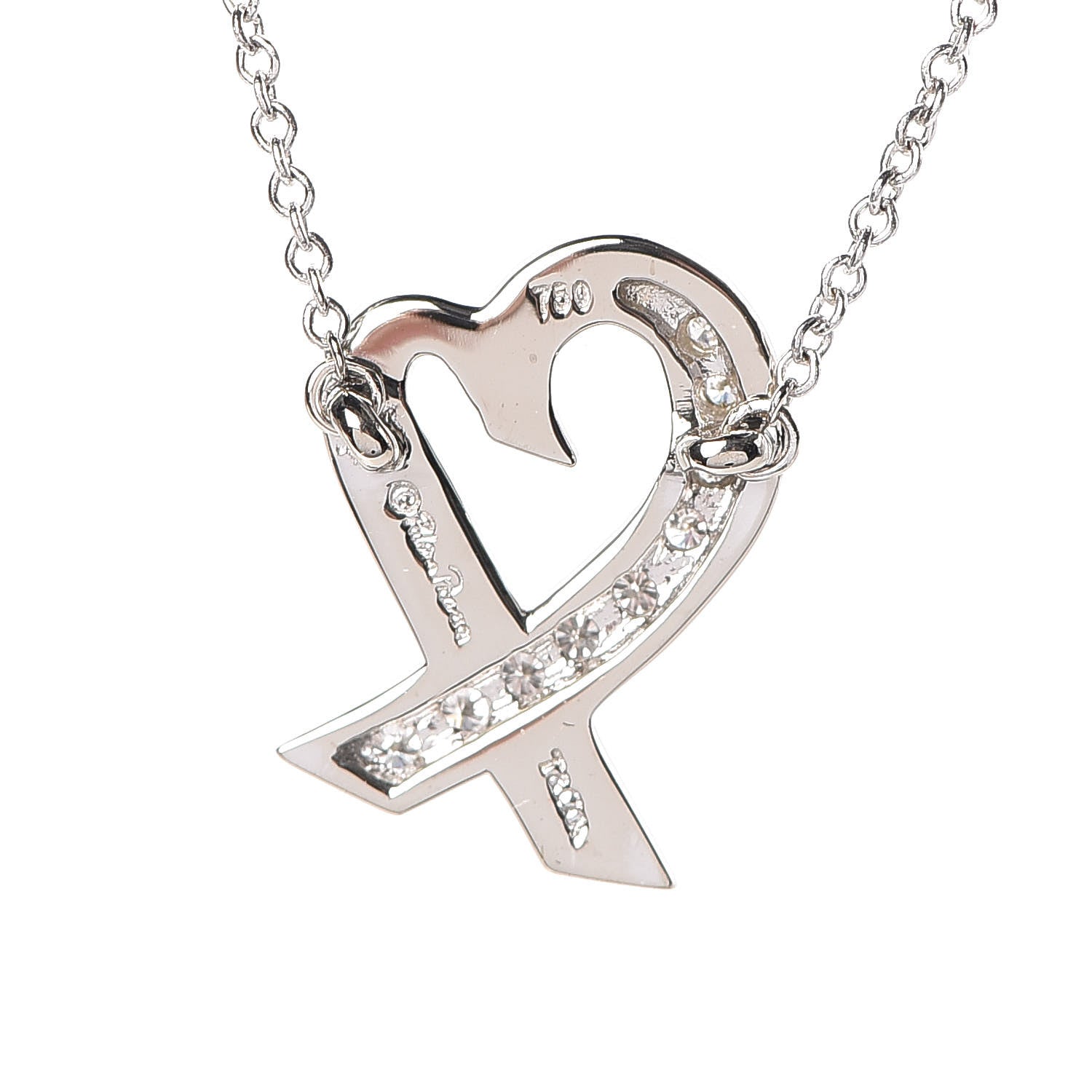 Tiffany 18K White Gold Diamond Small Paloma Picasso Loving Heart Necklace 7 of 7