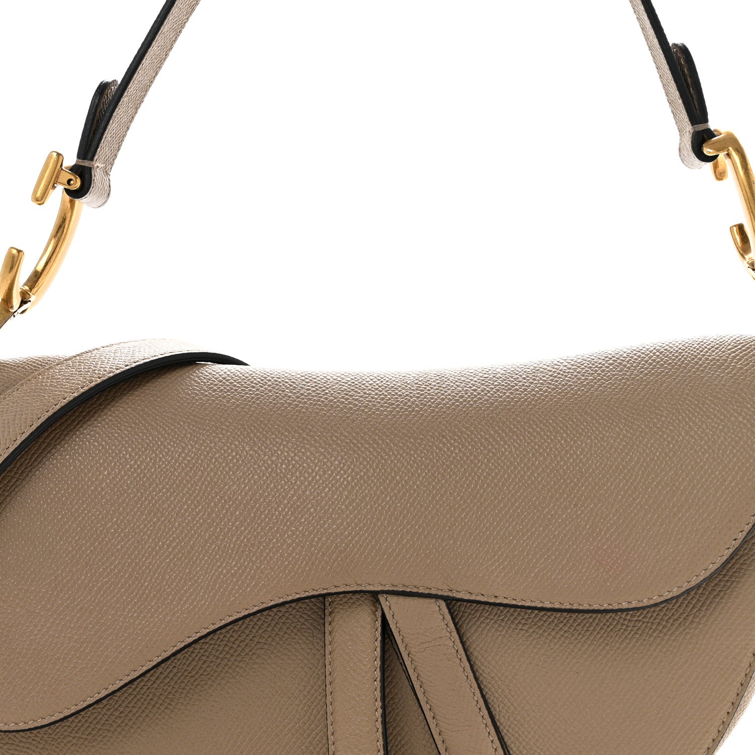 Christian Dior Grained Calfskin Saddle Bag With Strap Taupe 8 of 13