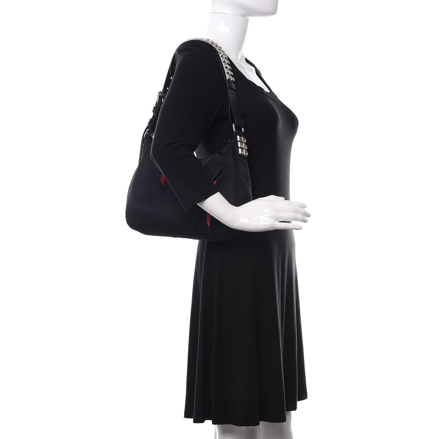 Tessuto Nylon Studded New Vela Hobo Black Fuoco