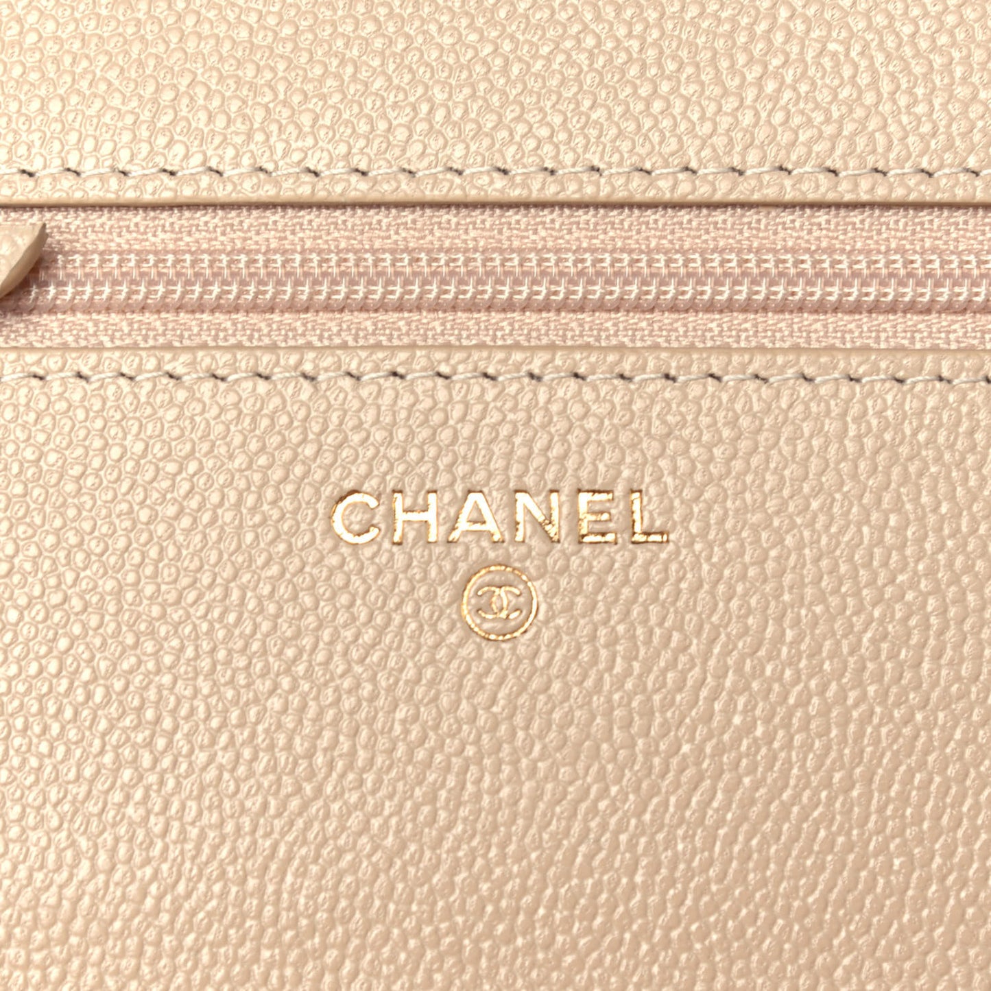 Caviar Quilted Golden Class Wallet On Chain WOC Light Beige