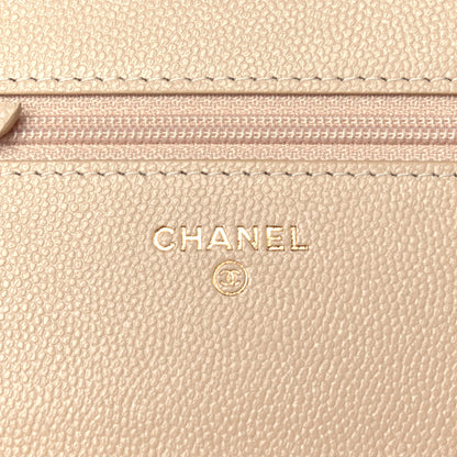Chanel Caviar Quilted Golden Class Wallet On Chain WOC Light Beige 6 of 9