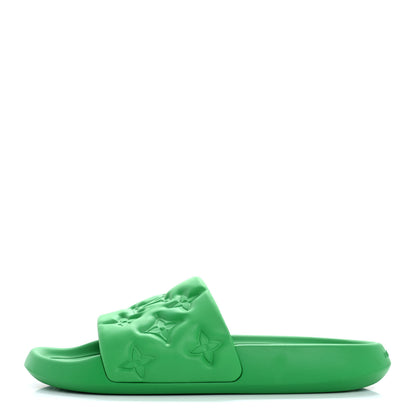 Louis Vuitton Rubber Embossed Monogram Mens Waterfront Mules 10 Green 1 of 14